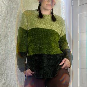 Vintage Y2K Olive Cascade Plush Knit Sweater